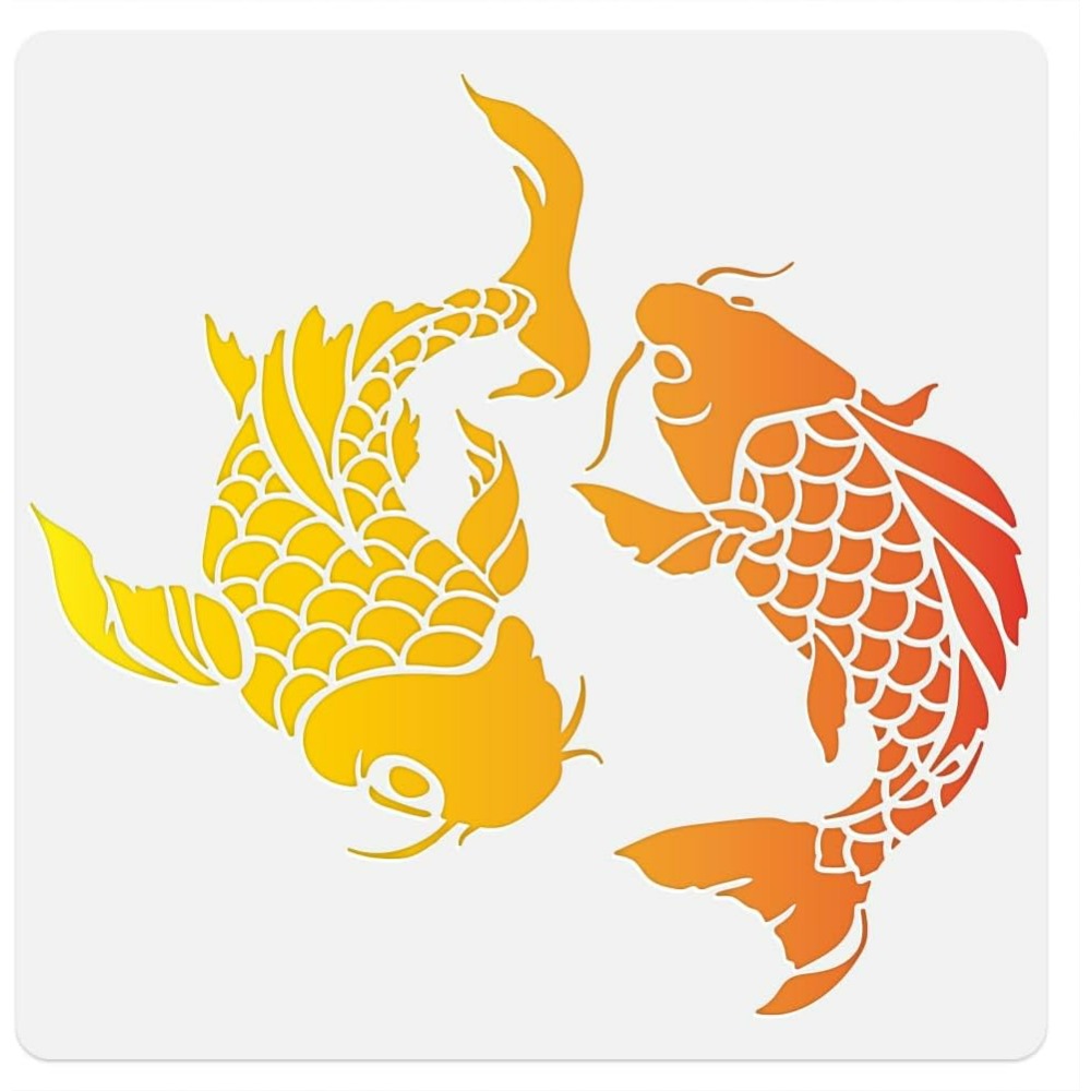 Woodworking Veneer - Koi vis muur stencil sjabloon 11,8