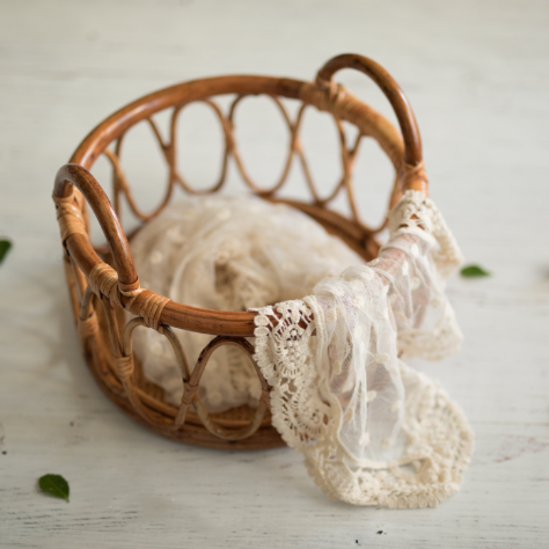 Woodworking Veneer - Baby Rotan Mand Pasgeboren Fotografie Rekwisieten