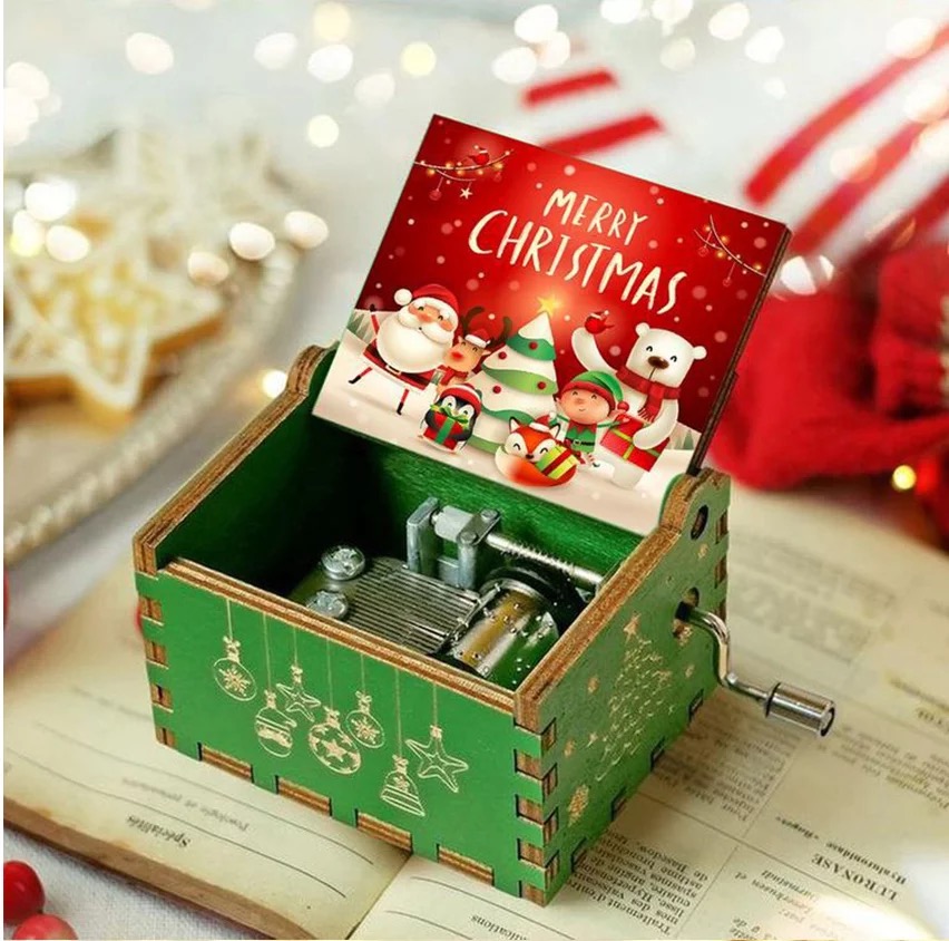 Woodworking Tv - Houten Hand Crank Muziekdoos Vrolijk Kerstcadeau