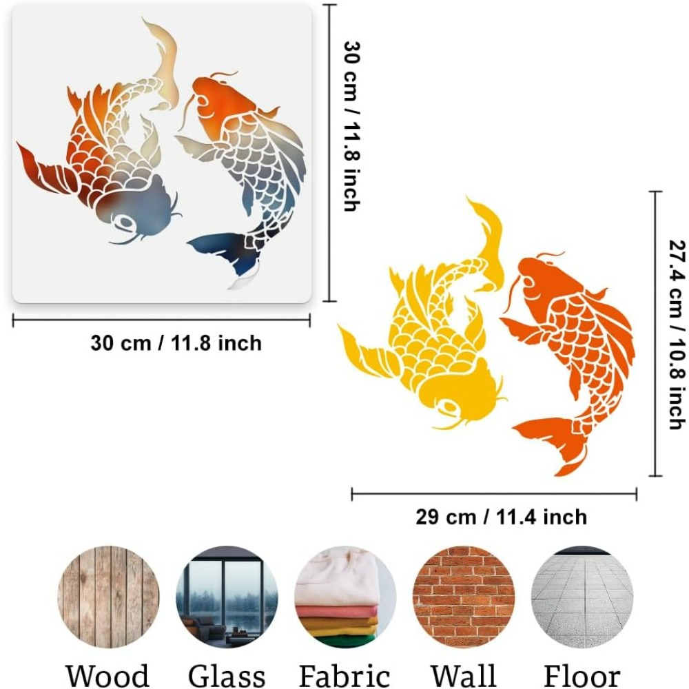 Koi vis muur stencil sjabloon  - Woodworking Veneer recensie en prijs