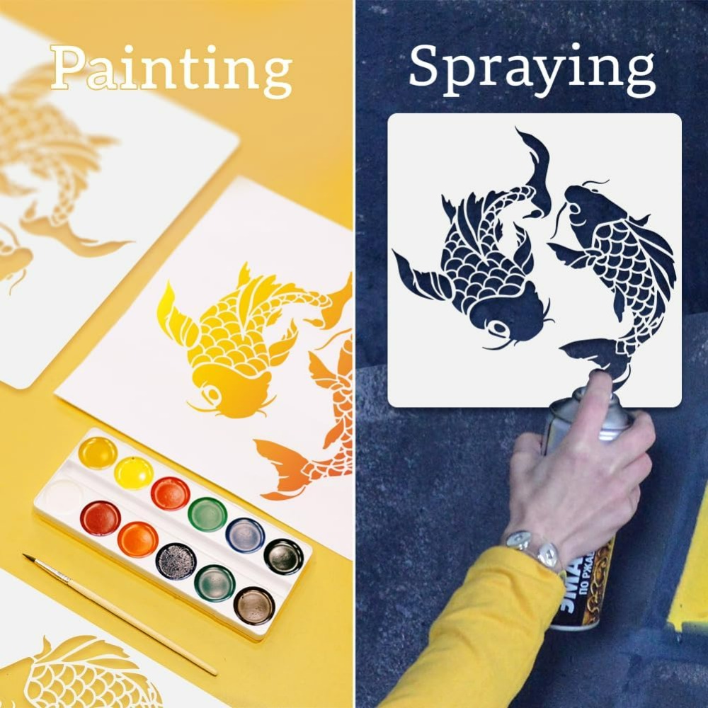 Koi vis muur stencil sjabloon  - Woodworking Veneer recensie en prijs