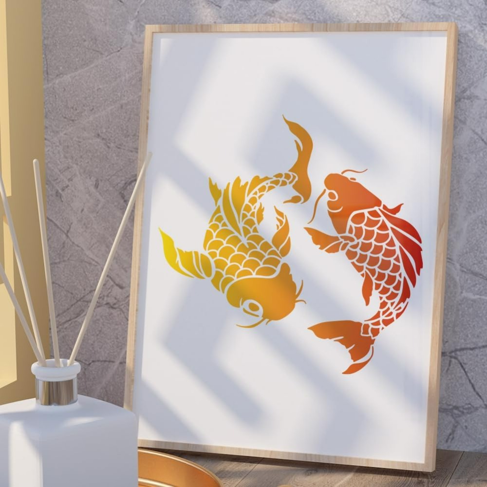 Koi vis muur stencil sjabloon  - Woodworking Veneer recensie en prijs